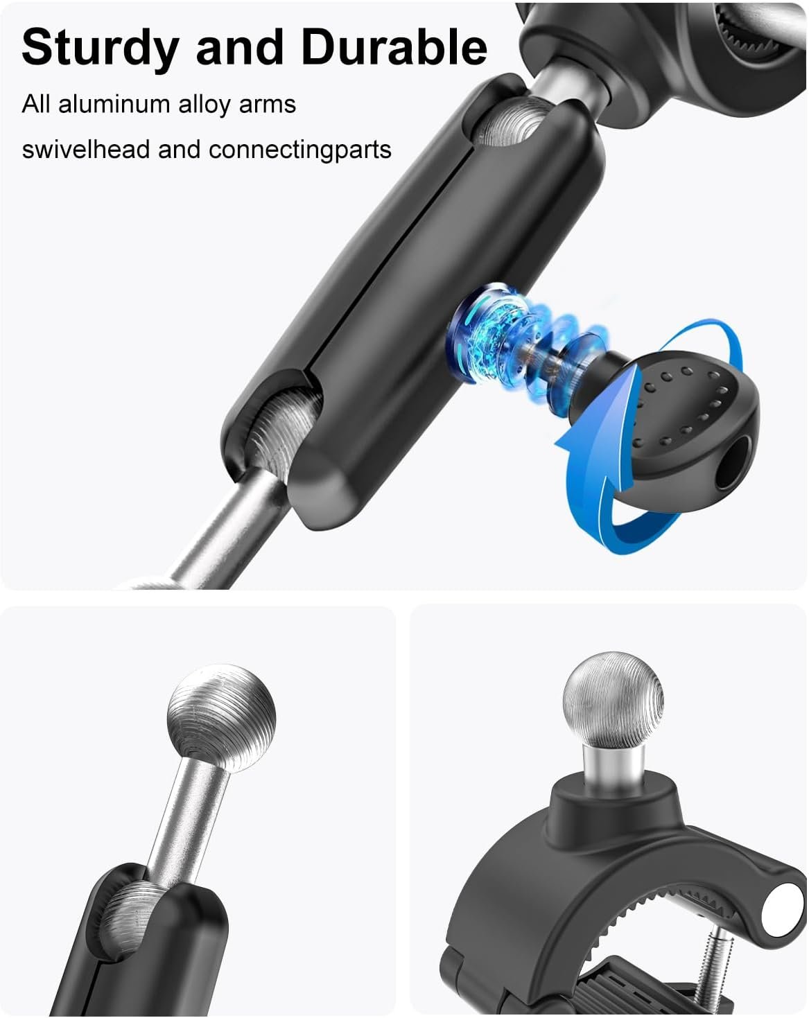 Kolasels A Pillar Grab Handle Phone Mount for Car/Truck [Shockproof Metal Arm] Universal Phone Clip Phone Holders for Your Car, Truck, Picku, Suv, Van, Excavator, Front Loader, Fit for iPhone 16 15 14