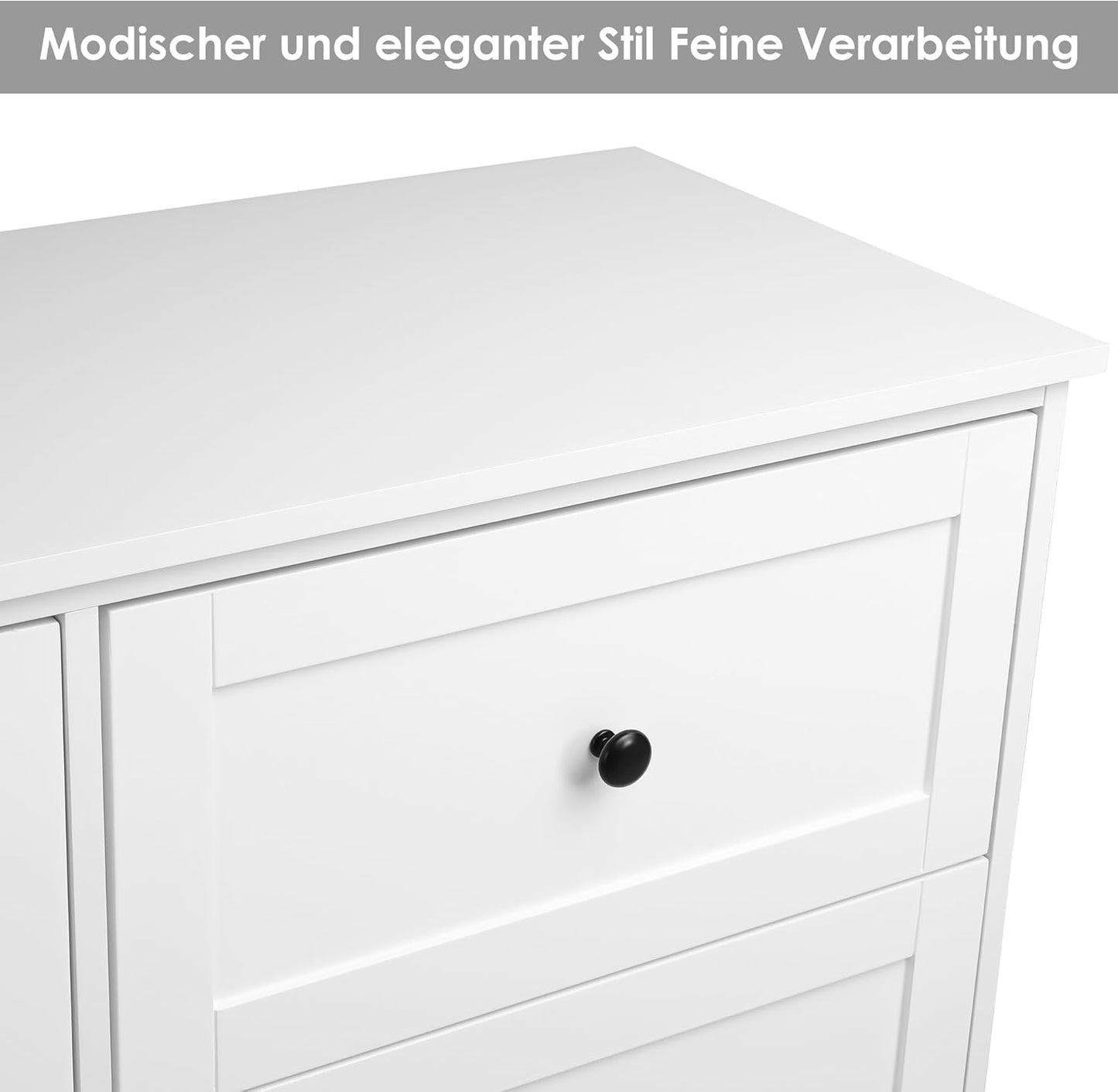 FOREHILL White Chest of Drawers with 6 Drawers, Wooden Bedroom Chest, Modern Style, Furniture with Drawers for Hallway, Bedroom, Living Room, Shipped in 2 Packages 108 x 40 x 87 cm