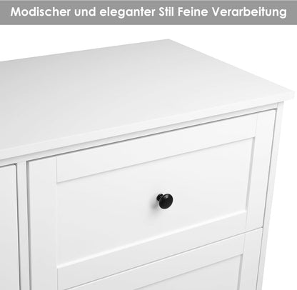 FOREHILL White Chest of Drawers with 6 Drawers, Wooden Bedroom Chest, Modern Style, Furniture with Drawers for Hallway, Bedroom, Living Room, Shipped in 2 Packages 108 x 40 x 87 cm