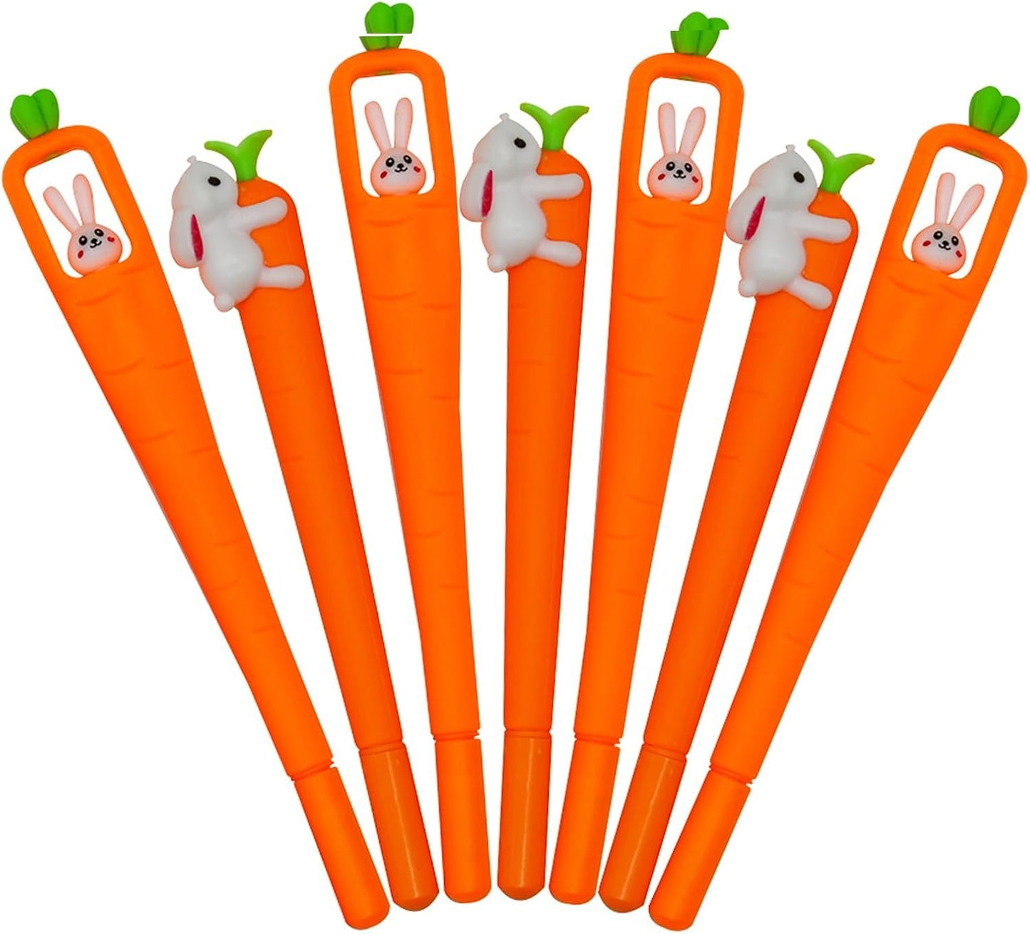 Maydahui 12PCS Cute Easter Bunny Carrot Gel Pens Comfortable Grip Rabbit Carrot Writing Pens Black Ink For Students Teachers Coworkers Shcool Stationery Easter Party Desk Decor