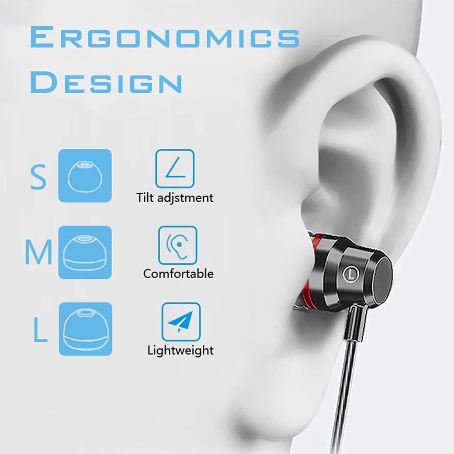 3 Pack Wired Earbuds With Microphone - In-Ear Headphones, Noise Isolating, Lightweight - 3.5mm Jack Compatible With iPhone, Samsung, Android, Tablets and Other Devices