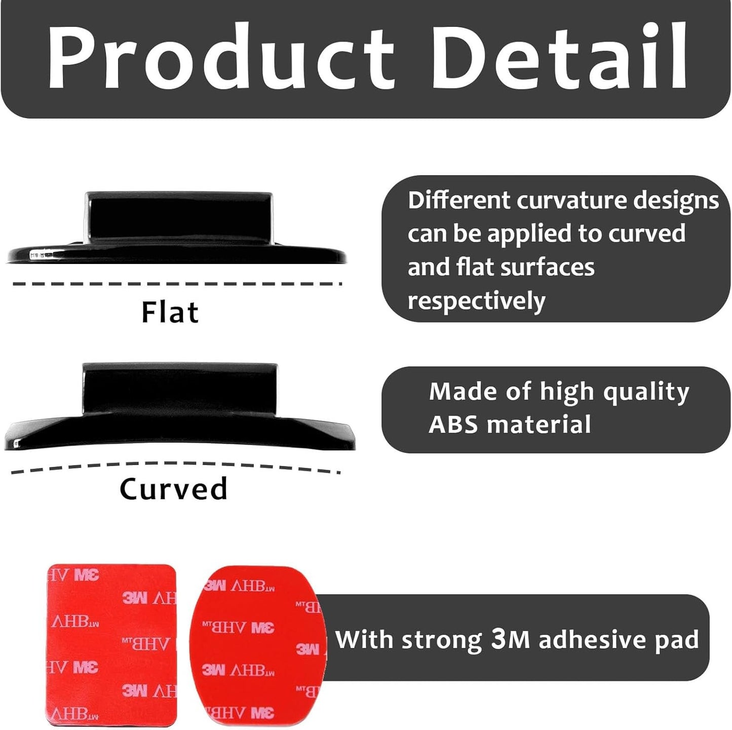 8 Sets with 4 Adhesive Mounts & 4 Adhesive Pads Helmet Mount, Go Pro Fixed Base for Go Pro 3 3+ 4 5 6 7 8 9 10 11 12 Action Cameras Connect with Car Kayak Surfboards - Flat