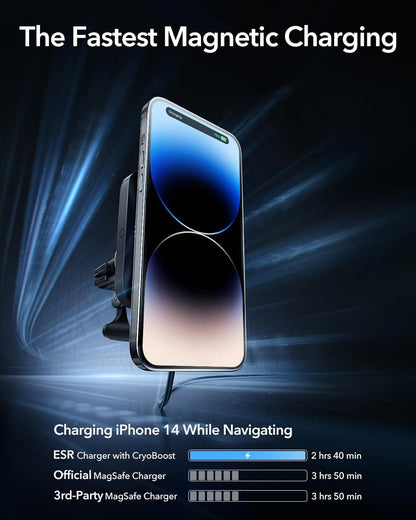 ESR for MagSafe Car Mount Charger with CryoBoost, Magnetic Wireless Car Charger Compatible with MagSafe Car Charger, for iPhone 16/15/14/13/12, S25, Fast Phone Cooling Charger Set, 36W QC 3.0 Adapter