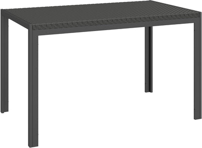 Outsunny 47" Patio Dining Table for 4 Persons, Rectangular Outdoor Table with PE Rattan Wicker Tabletop, Steel Frame for Backyard and Lawn, Black