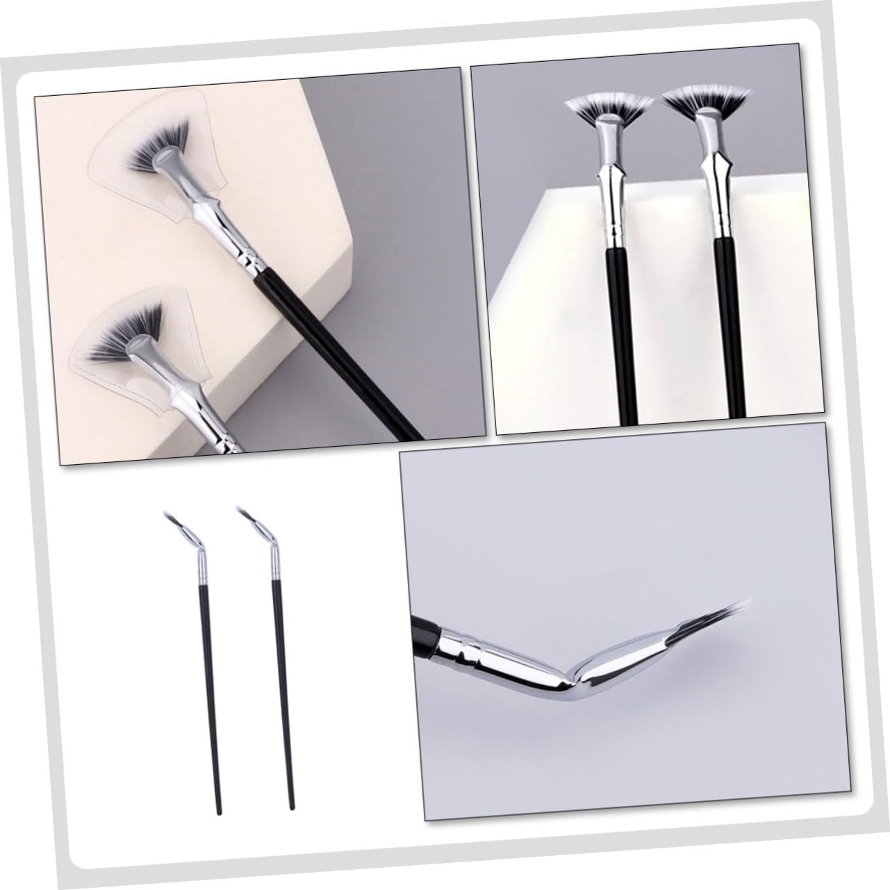 Happyyami 2Pezzi Spazzole Curve Per Sopracciglia e Inferiori Accessori Per Make Up Professionali Per Applicazione Precisa e Dettagliata