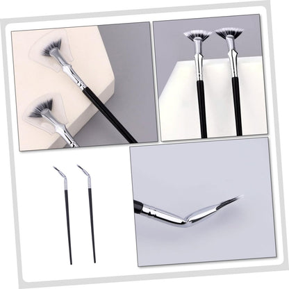 Happyyami 2Pezzi Spazzole Curve Per Sopracciglia e Inferiori Accessori Per Make Up Professionali Per Applicazione Precisa e Dettagliata