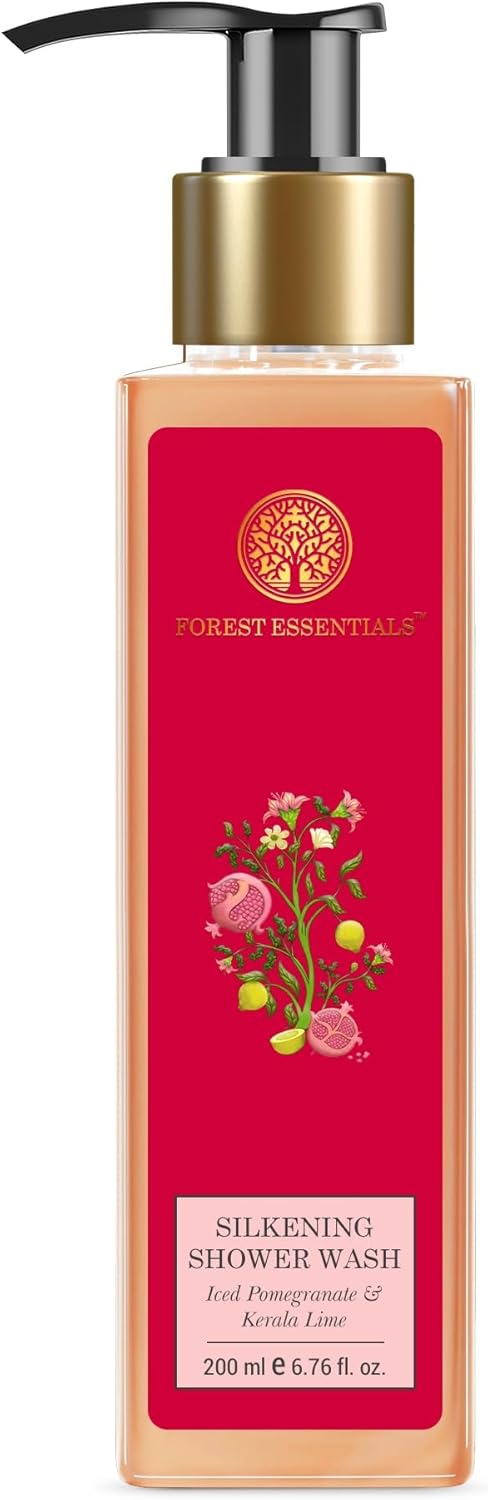 Forest Essentials Silkening Shower Wash, Iced Pomegranate with Fresh Kerala Lime, 200ml
