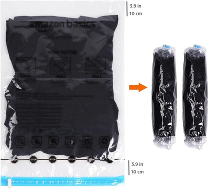 Amazon Basics Roll-Up Travel Storage Bags, 12 Packs of 6 (Small & Medium), Multiple, Clear