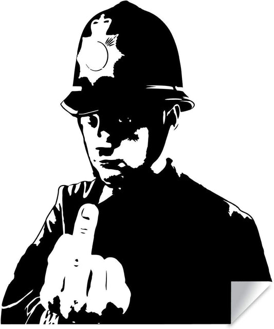 Banksy Middle Finger Art Wall Decal Street Police Graffiti Work Policeman Sticker Scotland Yard Cop Street Art Mural Design Home Decor