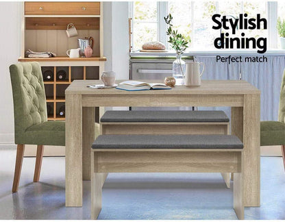 Artiss Dining Table Rectangle Oak Coffee Tables Side Buffee Desk Foldable Lounge Desks Home Living Room Bedroom Kitchen Office Cafe Restaurant Furniture, 6 Seater, Wooden with 120 x 70cm Tabletop