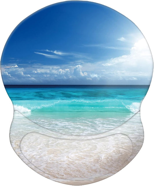 HEVITDA Mouse Pad, Ergonomic Mouse Pad with Wrist Support, Pain Relief Comfort Wrist Rest Pad with Non-Slip PU Base for Gaming, Home, Office & Travel, Beach