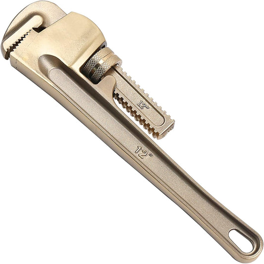 WEDO Non-Sparking Pipe Wrench (Length 300mm, Opening Max 40mm), Spark-Free Straight Plumbing Wrench, No Spark Safety Spanner, Aluminum Bronze, DIN Standard, BAM & FM Certificate