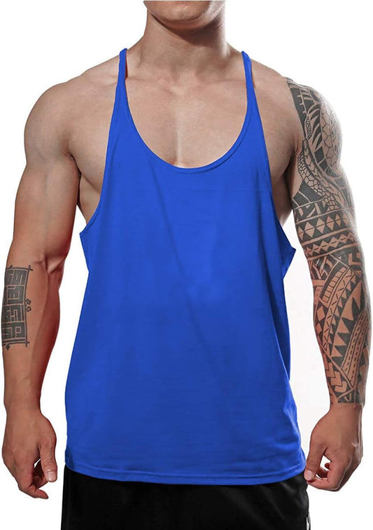 JEEING GEAR Men's Stringer Bodybuilding Workout Gym Tank Tops Training Y Back Cotton