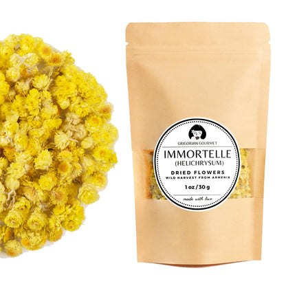 Immortelle (Helichrysum Pallasii) 1 OZ (30g) Loose Herbal Tea | Wild-Harvested from the Mountains of Armenia | Natural Detox, Anti-Aging, and Wellness Support | Relaxation & Vitality