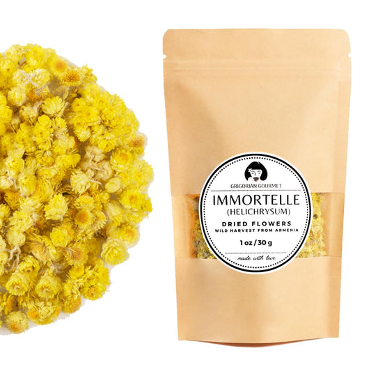 Immortelle (Helichrysum Pallasii) 1 OZ (30g) Loose Herbal Tea | Wild-Harvested from the Mountains of Armenia | Natural Detox, Anti-Aging, and Wellness Support | Relaxation & Vitality