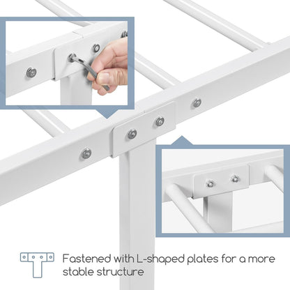 Yaheetech Classic Metal Platform Bed Frame with Headboard and Footboard Flower Design Mattress Foundation for Adults Easy Set Up Structure Twin Size White