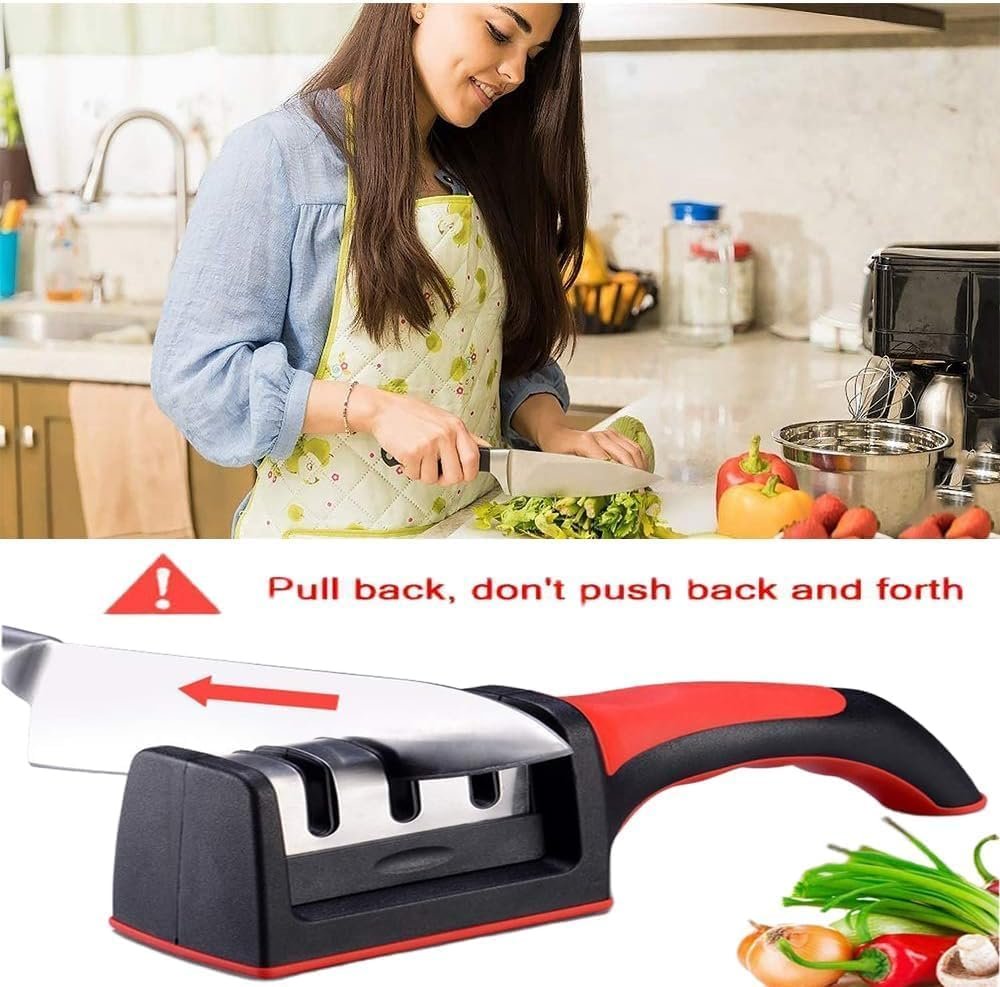 RyNova 4-in-1 Knife Sharpener with Safety Gloves â€“ Ultimate Sharpening Tool for Ceramic, Steel Knives & Scissors
