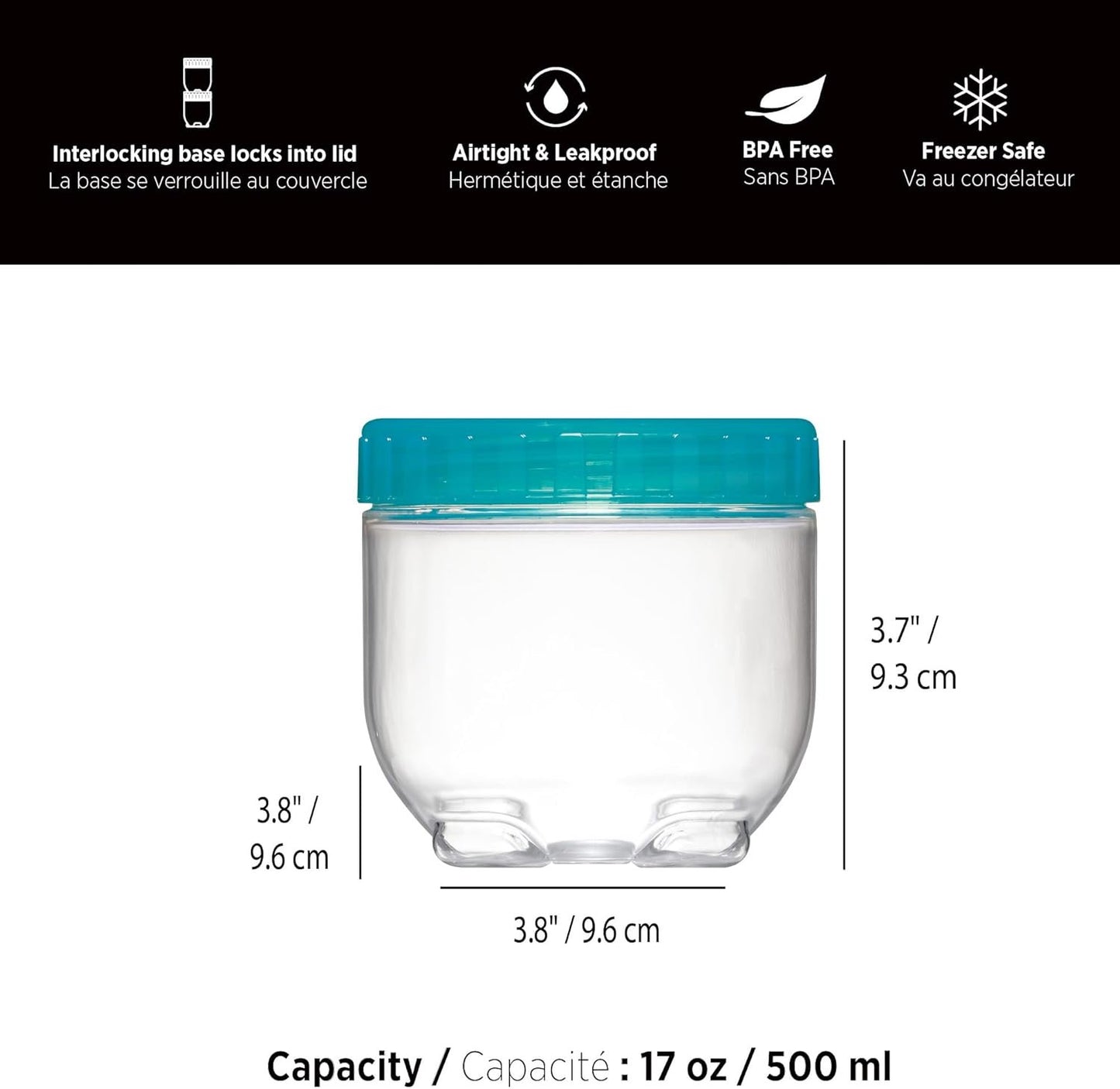 Starfrit LocknLock Interlock Plastic Container - 17oz/500ml - Airtight - Twist Lid