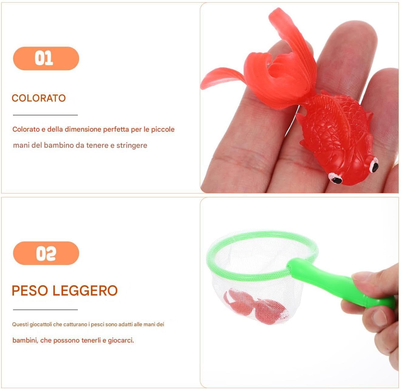 Fishing Bath Toy, Floating Animal Fish Catching Game, Fishing Net Bath Toys, Play, 18x9cm/7.09x3.54 inches, Ideal for Little Boys and Girls, Interactive, Multicolor