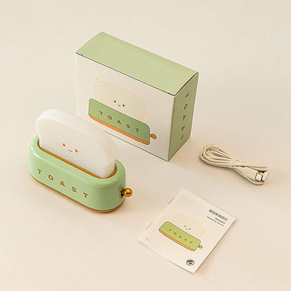 DEALFUN Smiling Toast Bread Toaster Night Light Lamp,Rechargeable Small Beside Lamp in Cute Shape for Room Decor,Bedroom,Bedside,Living Room,Dining,Desk Decoration Men,Women,Kids,Boys,Girls,(Green)