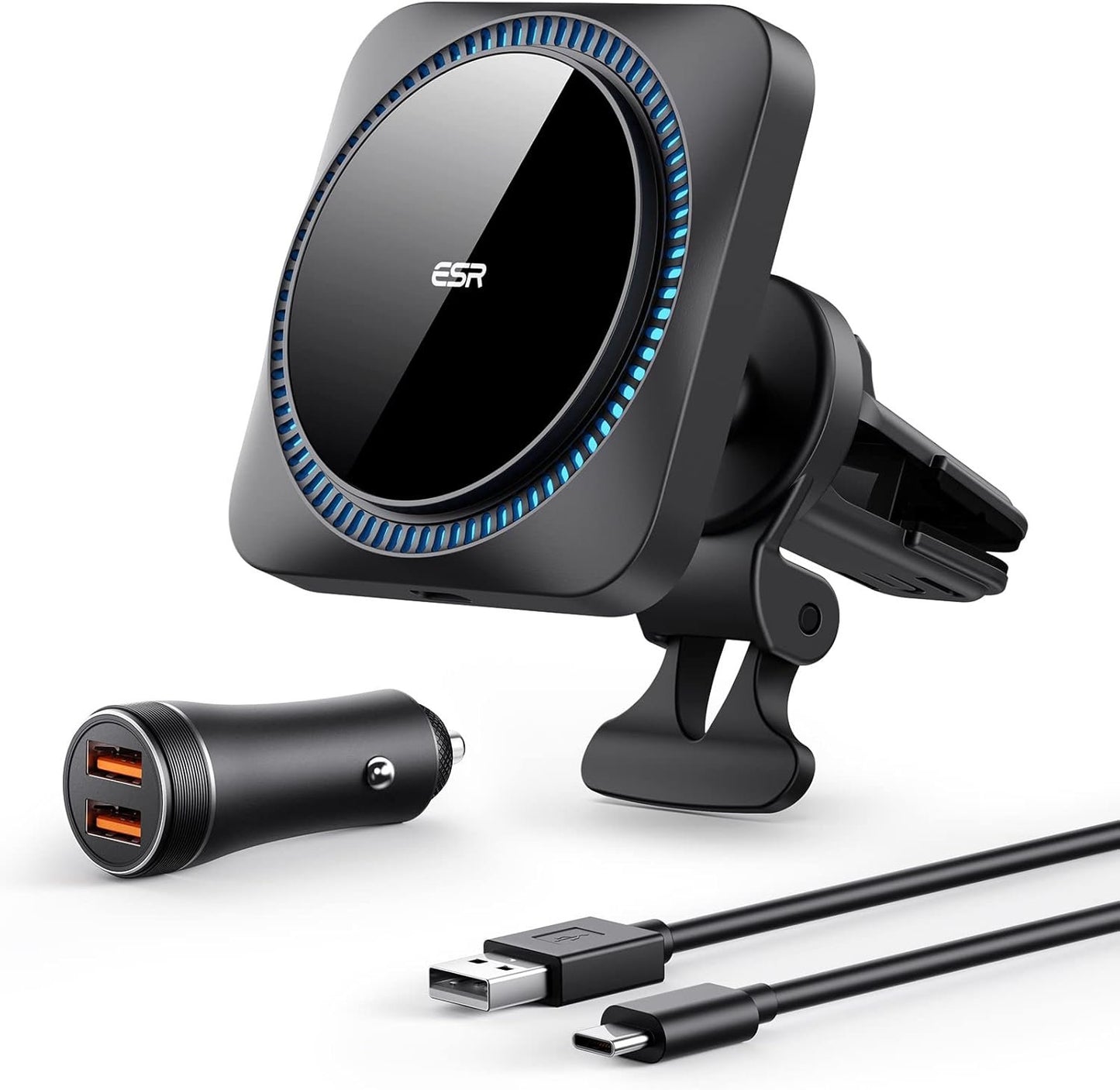 ESR for MagSafe Car Mount Charger with CryoBoost, Magnetic Wireless Car Charger Compatible with MagSafe Car Charger, for iPhone 16/15/14/13/12, S25, Fast Phone Cooling Charger Set, 36W QC 3.0 Adapter