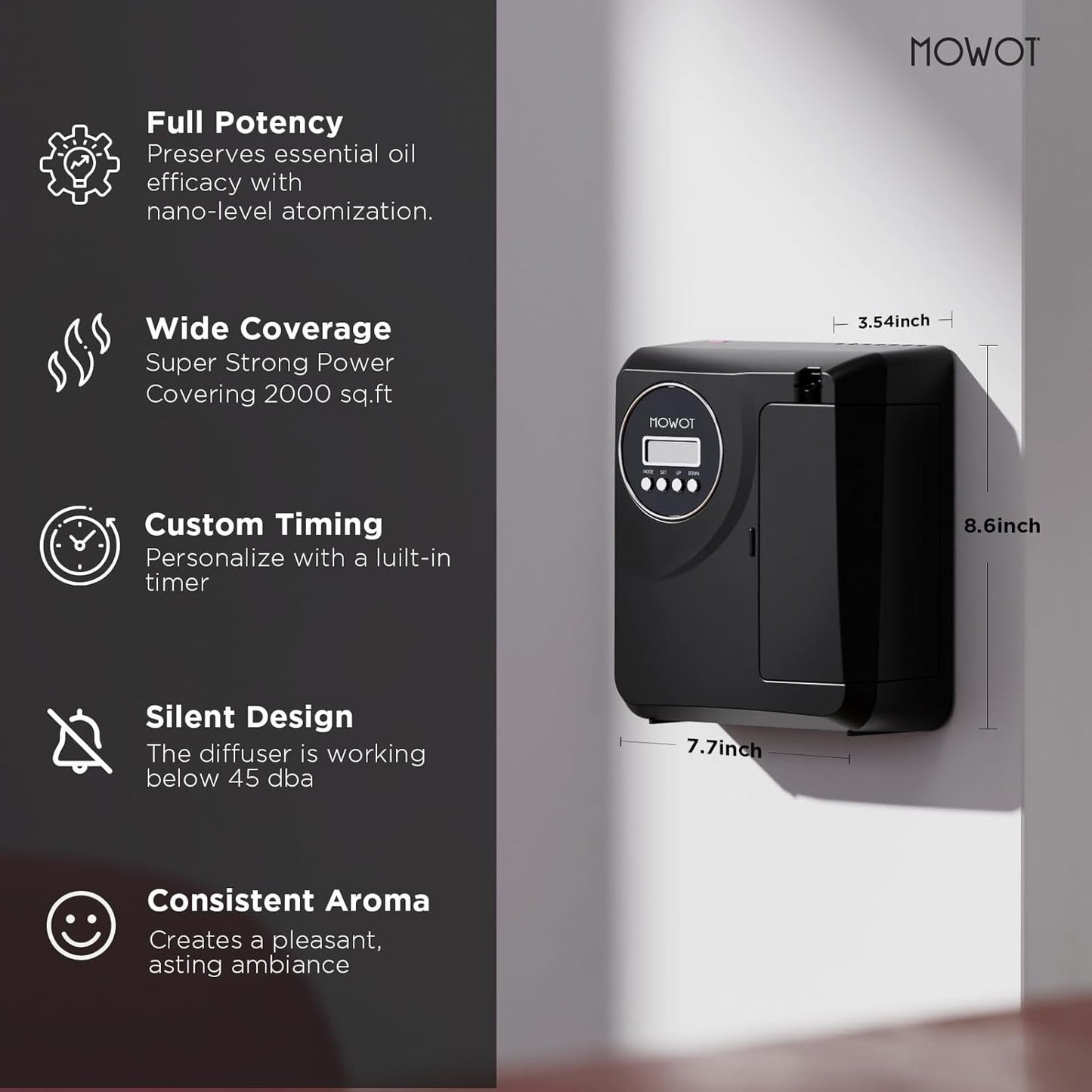 Smart Waterless Scent Air Machine with Bluetooth Control, Hotel Collection Diffuser with 3000 sq.ft Coverage,200ML Essential Oil Diffuser for Home,Large Room, Office, Spa（ no oil included）