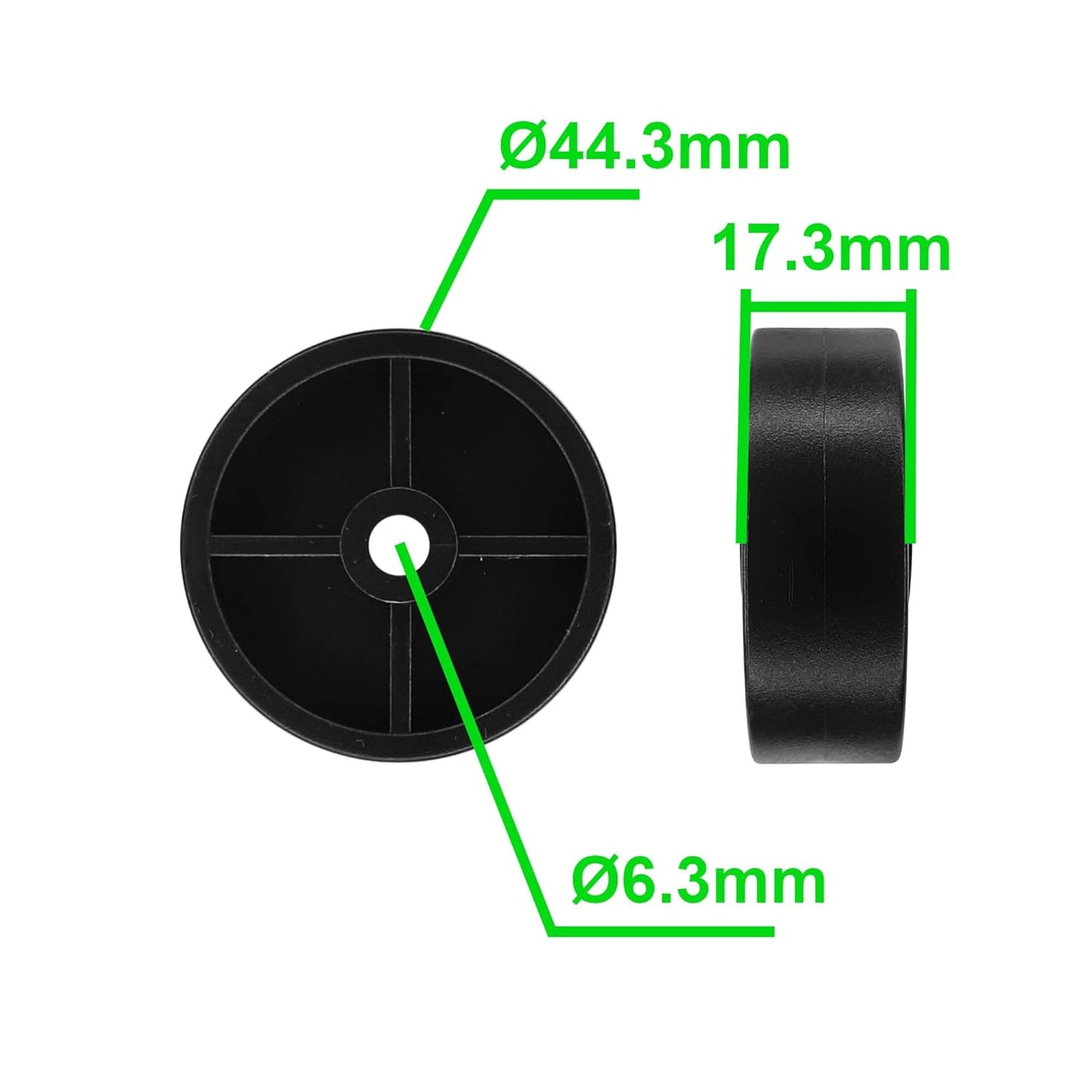 cyclingcolors 4x Plastic Wheels 45mm Black Casters Hard Movable Trolley Small Wardrobe Drawer Bed Sliding Door