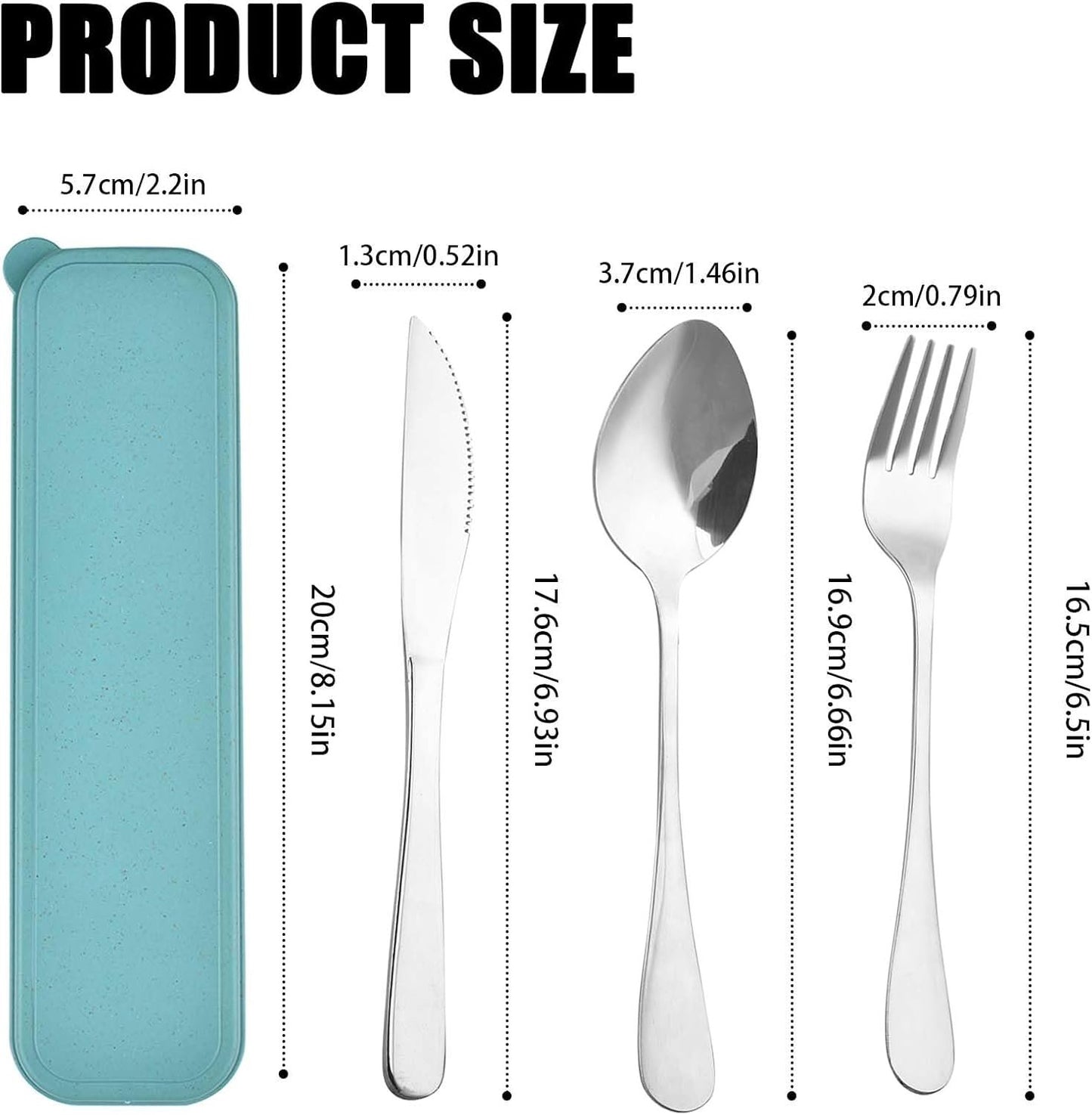 2 Pcs Travel Silverware Set with Case, Reusable Cutlery Set Spoon Knife Fork Lunch Box, Portable Stainless Steel Utensils Set for Camping Picnic Office