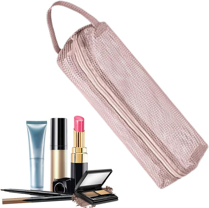 Travel Toiletry Bag, Portable Toothbrush Pouch, 9.06 x 2.56 in Multi Functional Mesh Organizer, Authentic Waterproof Design, Compact Size for Vacation, Airport, Road Trips, Campeggio, rosa, Se référer