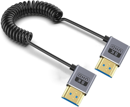 2.1 Version Coiled Video Cord 8K@60Hz Extension Cable 48Gbps for 1080p Video Streaming Line Extension Line