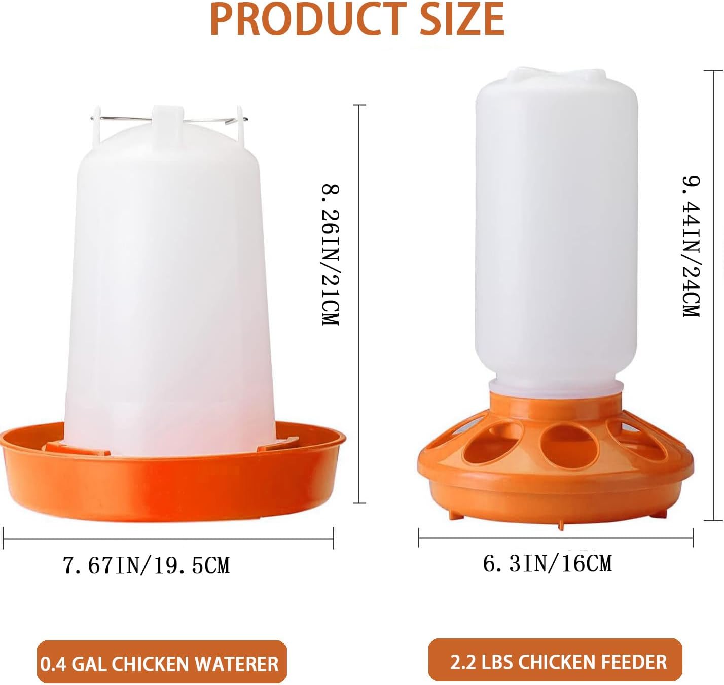 Chicken Feeder and Waterer Kit - 1L Chicken Feeder and 1.5L Chicken Waterer | Chicken Feeder and Hanging Chicken Waterer | Duck Feeder, Quail Feeder, Chicken Starter Kit
