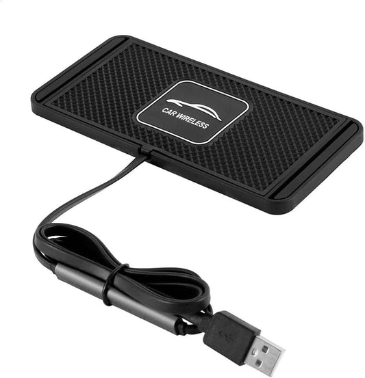 Inncen Qi Wireless Car Charger Charging Pad, Car Fast Wireless Phone Charger Non-Slip Silicone Mat Pad with Built-in USB Cable, Mothers Day Gifts for Mom