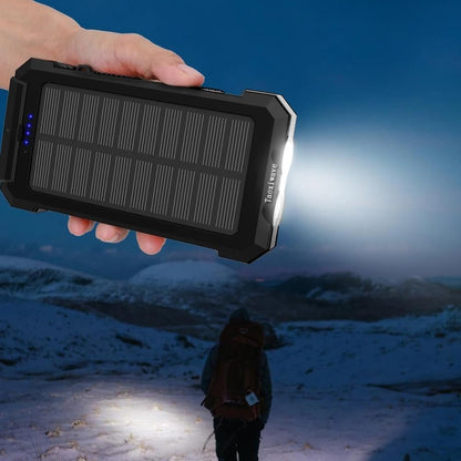 Solar Power Bank, Portable Charger,Fast Charging 38800mAh Waterproof Portable External Backup Battery Pack Power Bank,Camping Solar Charger with Dual USB/Flashlight and Compass (Black)