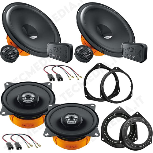 Kit 6 Speakers Compatible with Fiat Punto Evo Front and Rear Kit with Adapters and Connectors Included