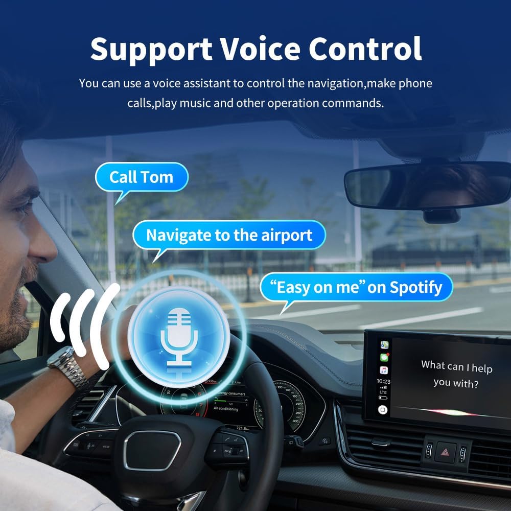 Lotvic 2 in 1 Wireless Carplay Adapter, Wireless Adapter, Adapter for Carplay, Plug & Play, Stable and Fast, Mini Black, Converts Carplay Android Car Wired to Wireless