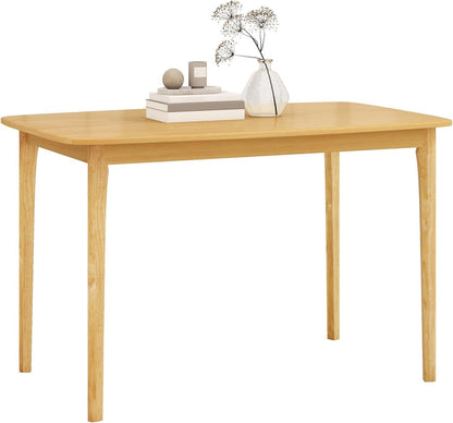 COSTWAY Dining Table, 48” Wooden Rectangular Kitchen Table with Solid Rubber Wood Legs, Spacious Tabletop, Modern Farmhouse Dinner Table for Kitchen, Dining Room, Restaurant