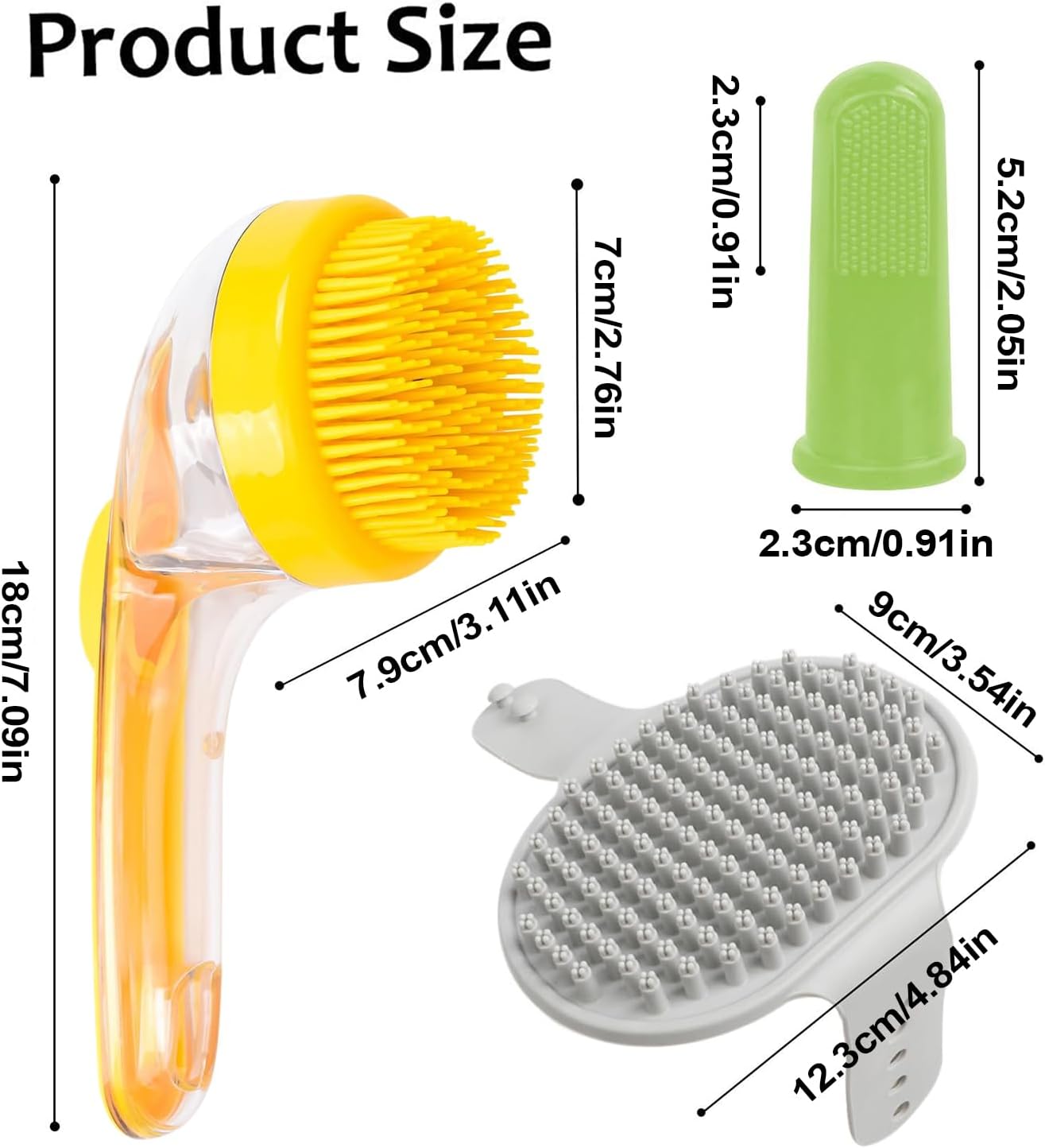Dog Bath Brush, Dogs Washing Brushing, Pets Cleaning Tool, Non Slip Ergonomic Design, Soft Bristles, 7.87x5.91x1.18 Inches, for Indoor Outdoor Pet Bath, Shower, Home Grooming