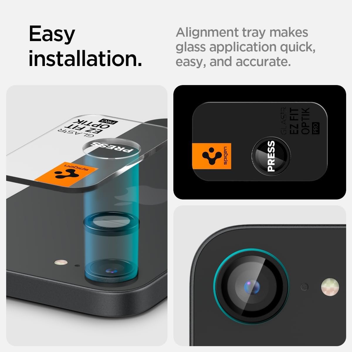 Spigen Camera Lens Screen Protector [GlasTR Optik Pro] designed for iPhone 16e - Black [2 Pack]