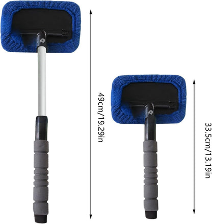 Microfiber Windshield Cleaner, Extendable Handle Tool, Interior Towel Brush, Lightweight Detailing Brush, for Automotive, Home Mirrors, Floor Cleaning, 49cm/19.29 inches