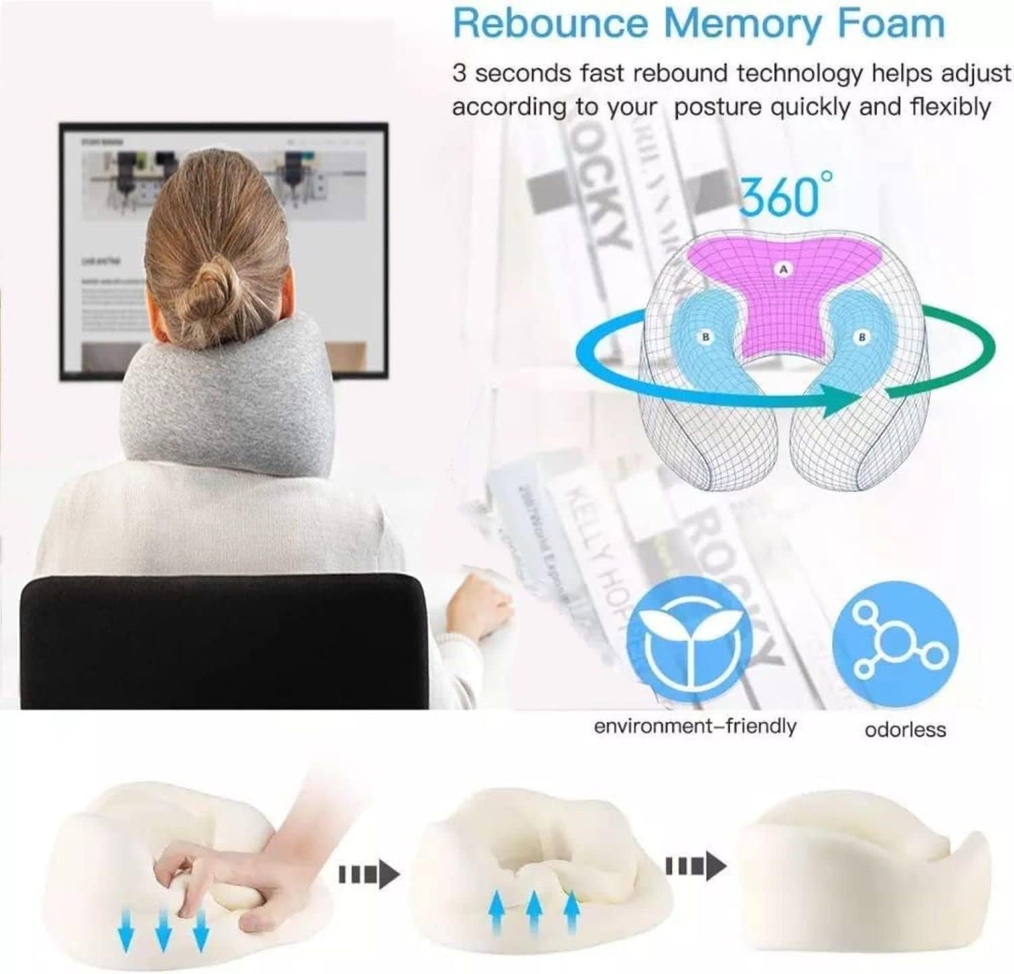Chin Supporting Travel Pillow- Keeps The Head from Falling Forward - Comfortably Supports The Head, Neck and Chin in Any Sitting Position, Portable U Pillows for Cars, Airplane, Office. Adult Size