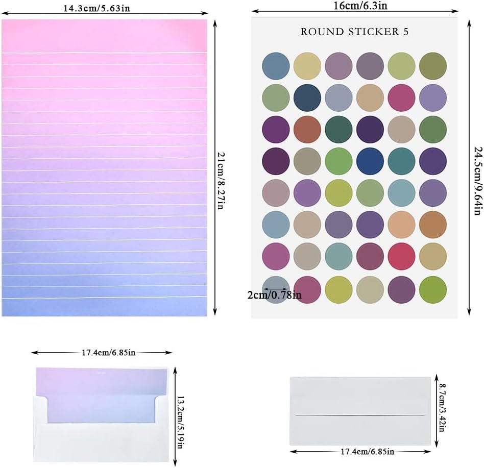Stationery Writing Paper and Envelopes Set - 48 Sheets + 24 Envelopes With Seal Stickers - 5.7x8.3 Inch Paper
