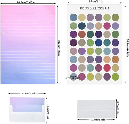 Stationery Writing Paper and Envelopes Set - 48 Sheets + 24 Envelopes With Seal Stickers - 5.7x8.3 Inch Paper