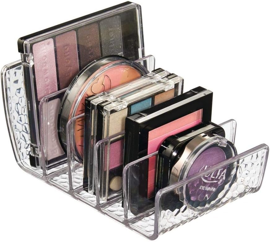 iDesign Rain Vertical Textured Plastic Palette Organizer for Storage of Cosmetics, Makeup, and Accessories on Vanity, Countertop, or Cabinet, 9.25" x 3.86" x 3.20", Clear