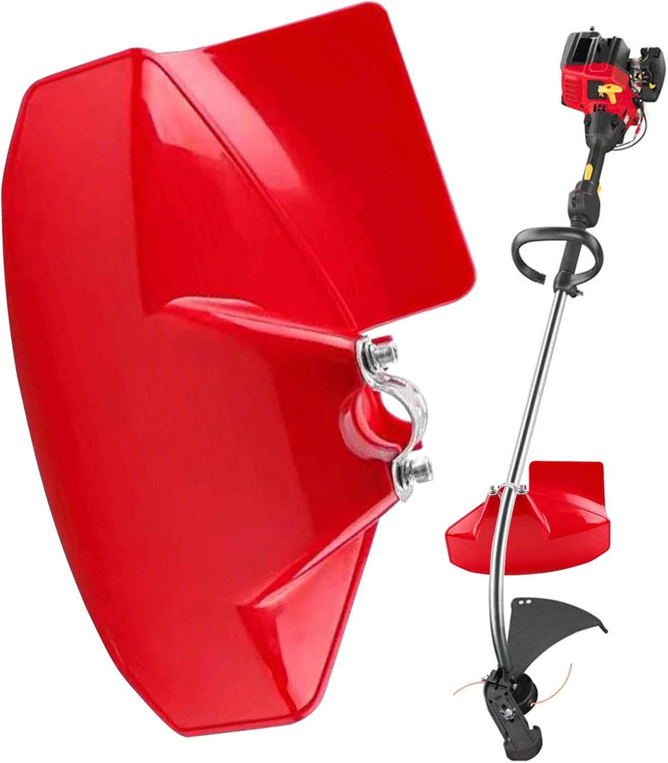 Weeder Protective Cover, Lawn Mower Guard Board Shield, Rugged Construction Safety Tool, Perfect for Trimmers, Lawnmowers, and Irrigation Equipment in Yard Maintenance, 280 g Red