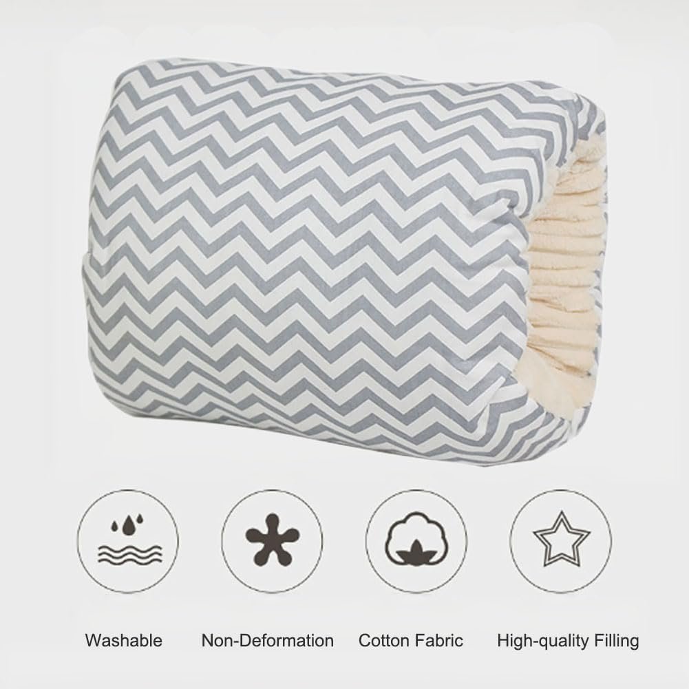 LENOTEX Breastfeeding Pillows Cotton Nursing Arm Pillow Skin-Friendly Feeding Pillow Mini Arm Pillow for Breastfeeding Washable Nursing Pillow for Bottle Feeding (Grey Fine Stripe)