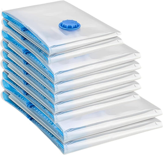Space Saver Vacuum Storage Bags Kit - Pack of 9 (2 Large + 5 Medium + 2 Small) Vacuum Sealer Bags for Efficient Storage, Travel Vacuum Bags for Clothes, Vacuum Seal Bags for Space Organization