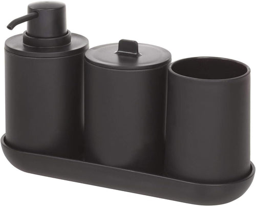 iDesign Cade 4-Piece Bathroom Accessory Set, Matte Black