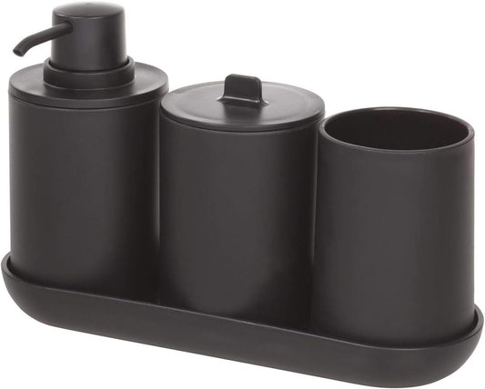 iDesign Cade 4-Piece Bathroom Accessory Set, Matte Black
