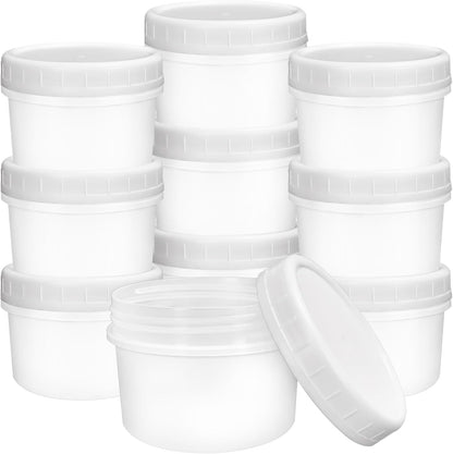 ISUSSER 10 Pack 4oz Reusable Small Plastic Containers with Screw Lids, Stackable Food Storage Jars, Sauce Condiment Jars Lunch Box Accessories