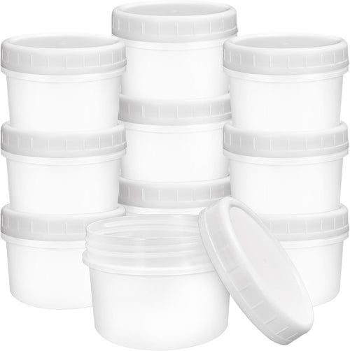 ISUSSER 10 Pack 4oz Reusable Small Plastic Containers with Screw Lids, Stackable Food Storage Jars, Sauce Condiment Jars Lunch Box Accessories